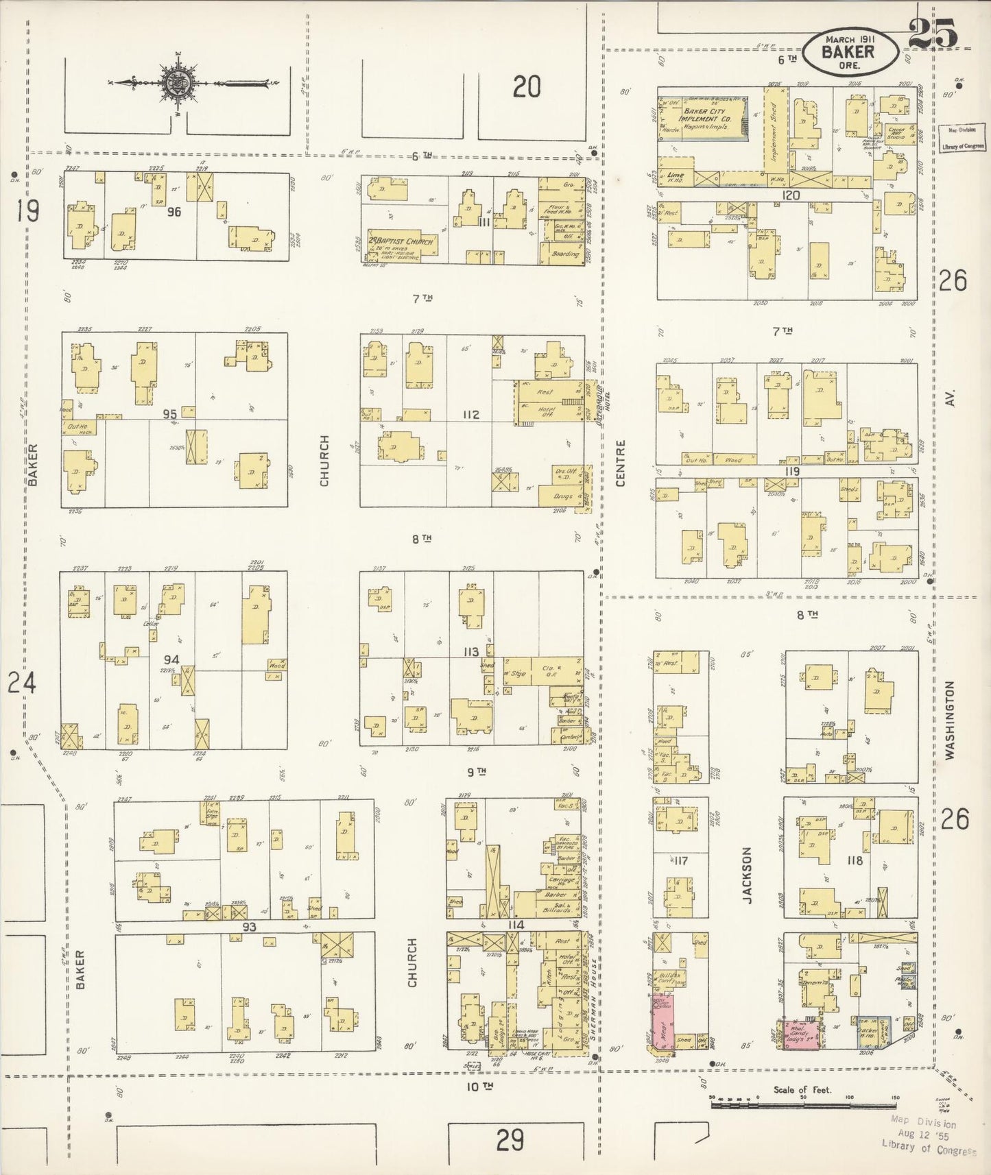 Sanborn Fire Insurance Map from Baker, Baker County, Oregon (1911), Sheet #0025 - Complete Map Set gallery image, historic Sanborn map, vintage wall art, Oregon Oregon
