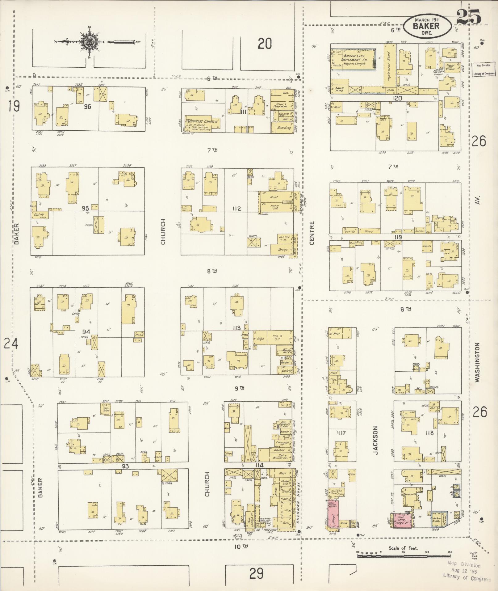 Sanborn Fire Insurance Map from Baker, Baker County, Oregon (1911), Sheet #0025 - Complete Map Set gallery image, historic Sanborn map, vintage wall art, Oregon Oregon
