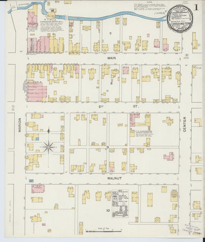 Sanborn Fire Insurance Map from Cardington, Morrow County, Ohio (1892), Sheet #0001 - Historic Sanborn Fire Insurance Map Print, vintage old map wall art, antique decor, genealogy gift, Ohio Ohio map