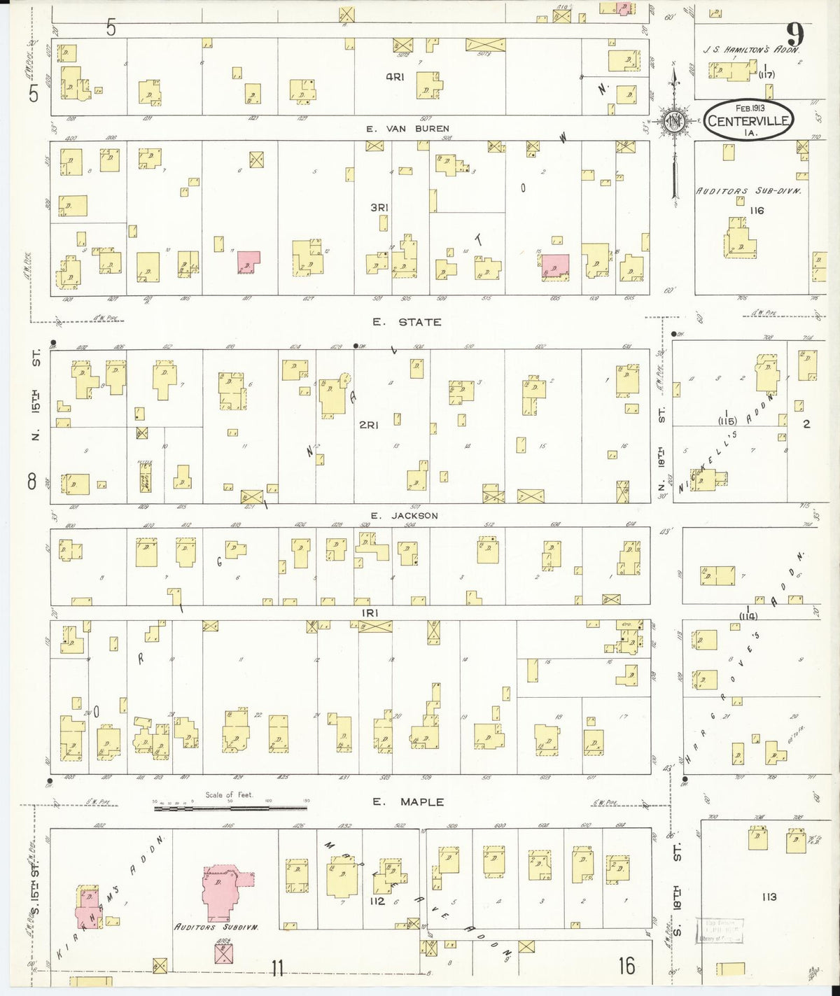 Sanborn Fire Insurance Map from Centerville, Appanoose County, Iowa (1913), Sheet #0009 - Historic Sanborn Fire Insurance Map Print