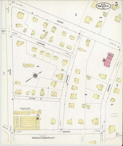 Sanborn Fire Insurance Map from Winchester, Middlesex County, Massachusetts (1910), Sheet #0005 - Complete Map Set gallery image, historic Sanborn map, vintage wall art, Massachusetts Massachusetts