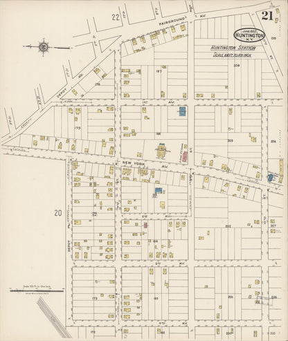 Sanborn Fire Insurance Map from Huntington, Suffolk County, New York (1922), Sheet #0021 - Complete Map Set gallery image, historic Sanborn map, vintage wall art, New York New York