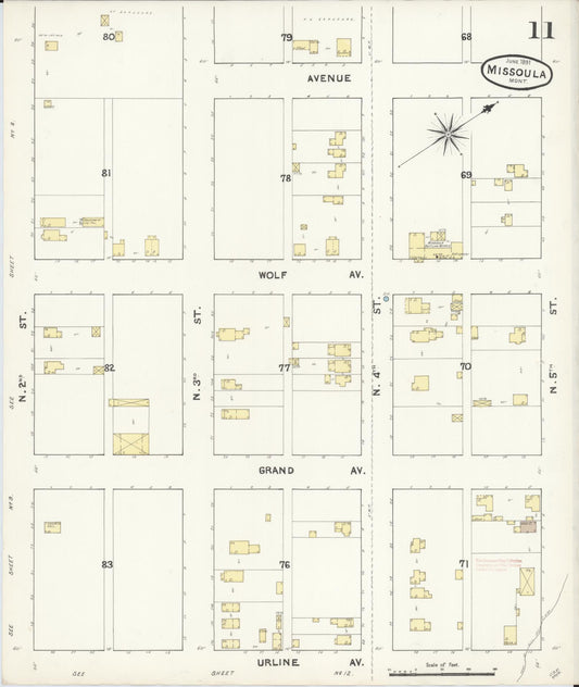 Sanborn Fire Insurance Map from Missoula, Missoula County, Montana (1891), Sheet #0011 - Historic Sanborn Fire Insurance Map Print, vintage old map wall art, antique decor, genealogy gift, Montana Montana map