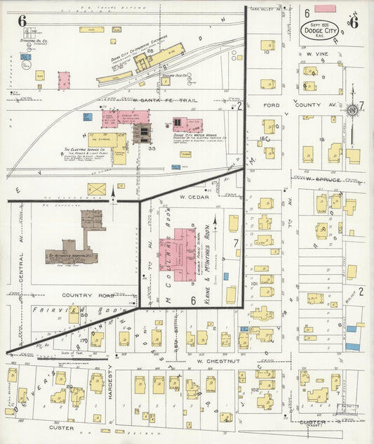 Sanborn Fire Insurance Map from Dodge City, Ford County, Kansas (1926), Sheet #0006 - Historic Sanborn Fire Insurance Map Print, vintage old map wall art, antique decor, genealogy gift, Kansas Kansas map