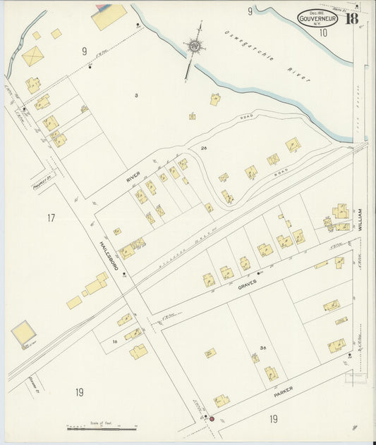 Sanborn Fire Insurance Map from Gouverneur, Saint Lawrence County, New York (1912), Sheet #0018 - Historic Sanborn Fire Insurance Map Print, vintage old map wall art, antique decor, genealogy gift, New York New York map