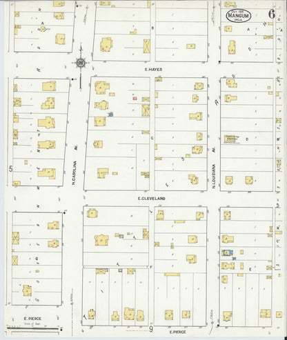 Sanborn Fire Insurance Map from Mangum, Greer County, Oklahoma (1916), Sheet #0006 - Complete Map Set gallery image, historic Sanborn map, vintage wall art, Oklahoma Oklahoma