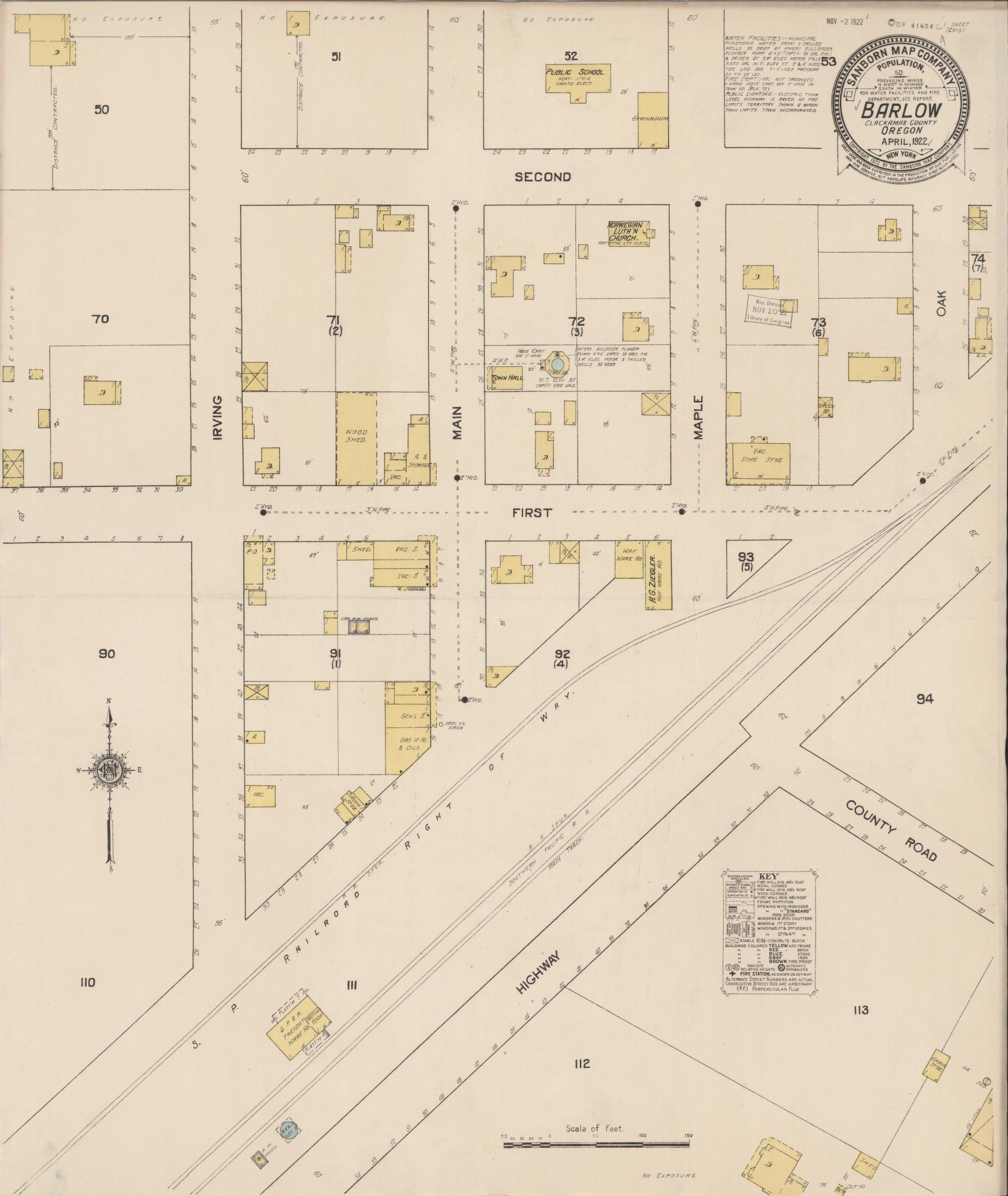 Sanborn Fire Insurance Map from Barlow, Clackamas County, Oregon (1922), Sheet #0001 - Historic Sanborn Fire Insurance Map Print, vintage old map wall art, antique decor, genealogy gift, Oregon Oregon map