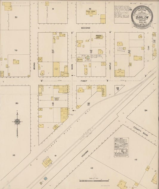 Sanborn Fire Insurance Map from Barlow, Clackamas County, Oregon (1922), Sheet #0001 - Historic Sanborn Fire Insurance Map Print, vintage old map wall art, antique decor, genealogy gift, Oregon Oregon map