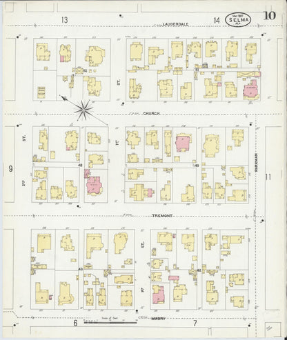 Sanborn Fire Insurance Map from Selma, Dallas County, Alabama (1907), Sheet #0010 - Complete Map Set gallery image, historic Sanborn map, vintage wall art, Alabama Alabama