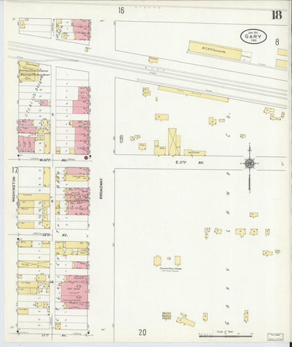 Sanborn Fire Insurance Map from Gary, Lake County, Indiana (1911), Sheet #0018 - Complete Map Set gallery image, historic Sanborn map, vintage wall art, Indiana Indiana
