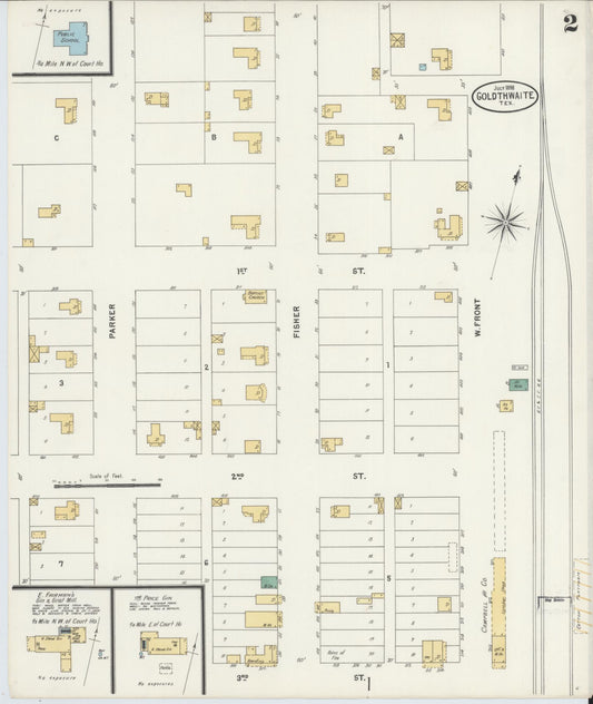 Sanborn Fire Insurance Map from Goldthwaite, Mills County, Texas (1898), Sheet #0002 - Historic Sanborn Fire Insurance Map Print, vintage old map wall art, antique decor, genealogy gift, Texas Texas map