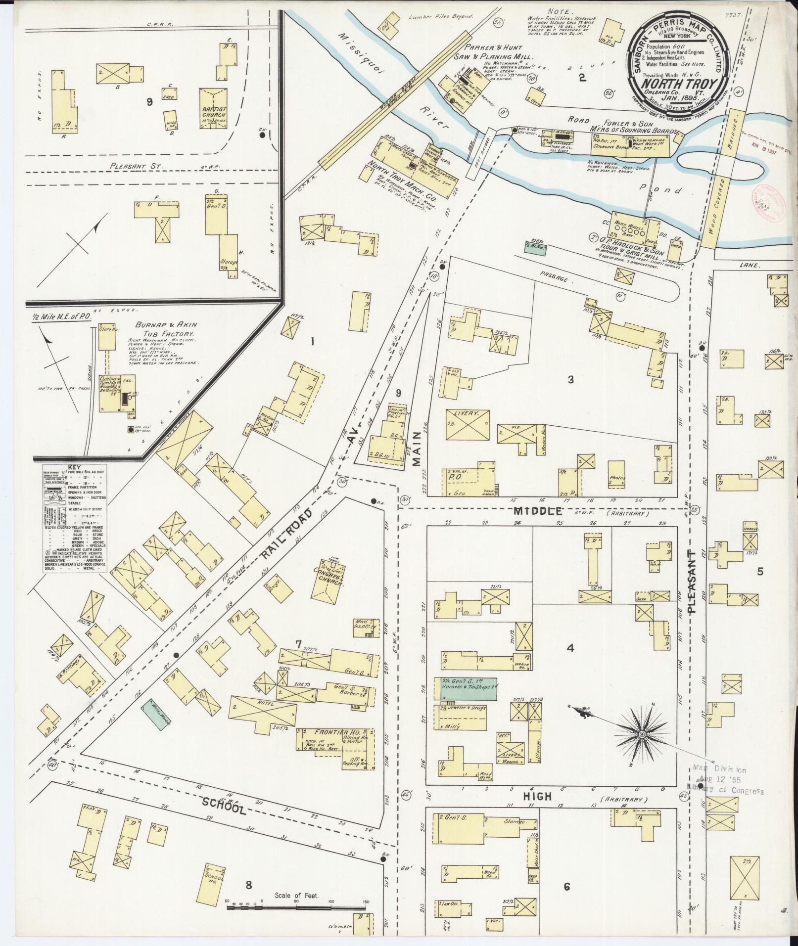 Sanborn Fire Insurance Map from North Troy, Orleans County, Vermont. (1895) – Historic Sanborn Fire Insurance Map Print