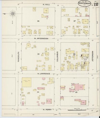 Sanborn Fire Insurance Map from Montgomery, Montgomery County, Alabama (1888), Sheet #0012 - Complete Map Set gallery image, historic Sanborn map, vintage wall art, Alabama Alabama