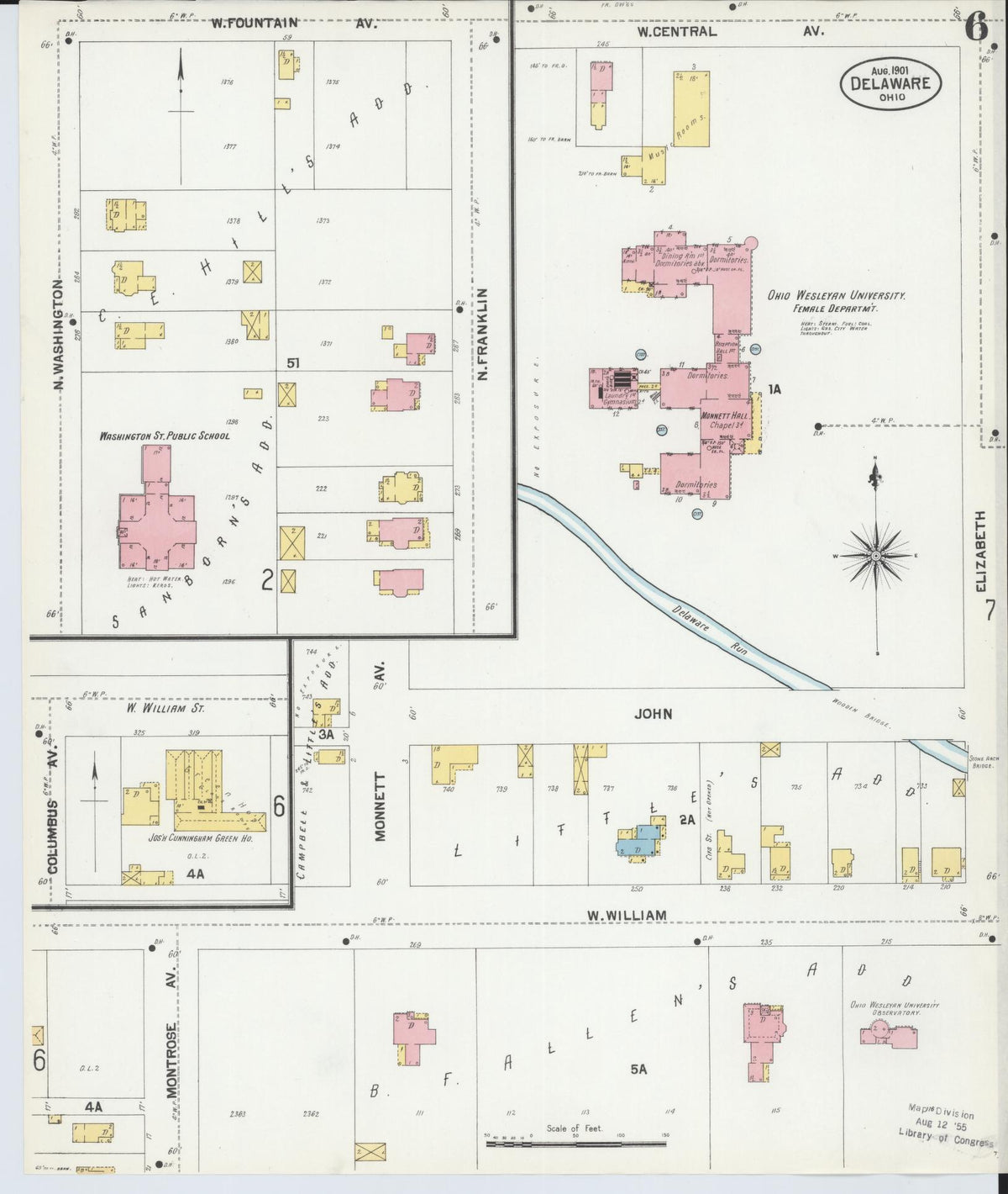 Sanborn Fire Insurance Map from Delaware, Delaware County, Ohio (1901), Sheet #0006 - Complete Map Set gallery image, historic Sanborn map, vintage wall art, Sanborn Fire Insurance Map from Delaware Delaware