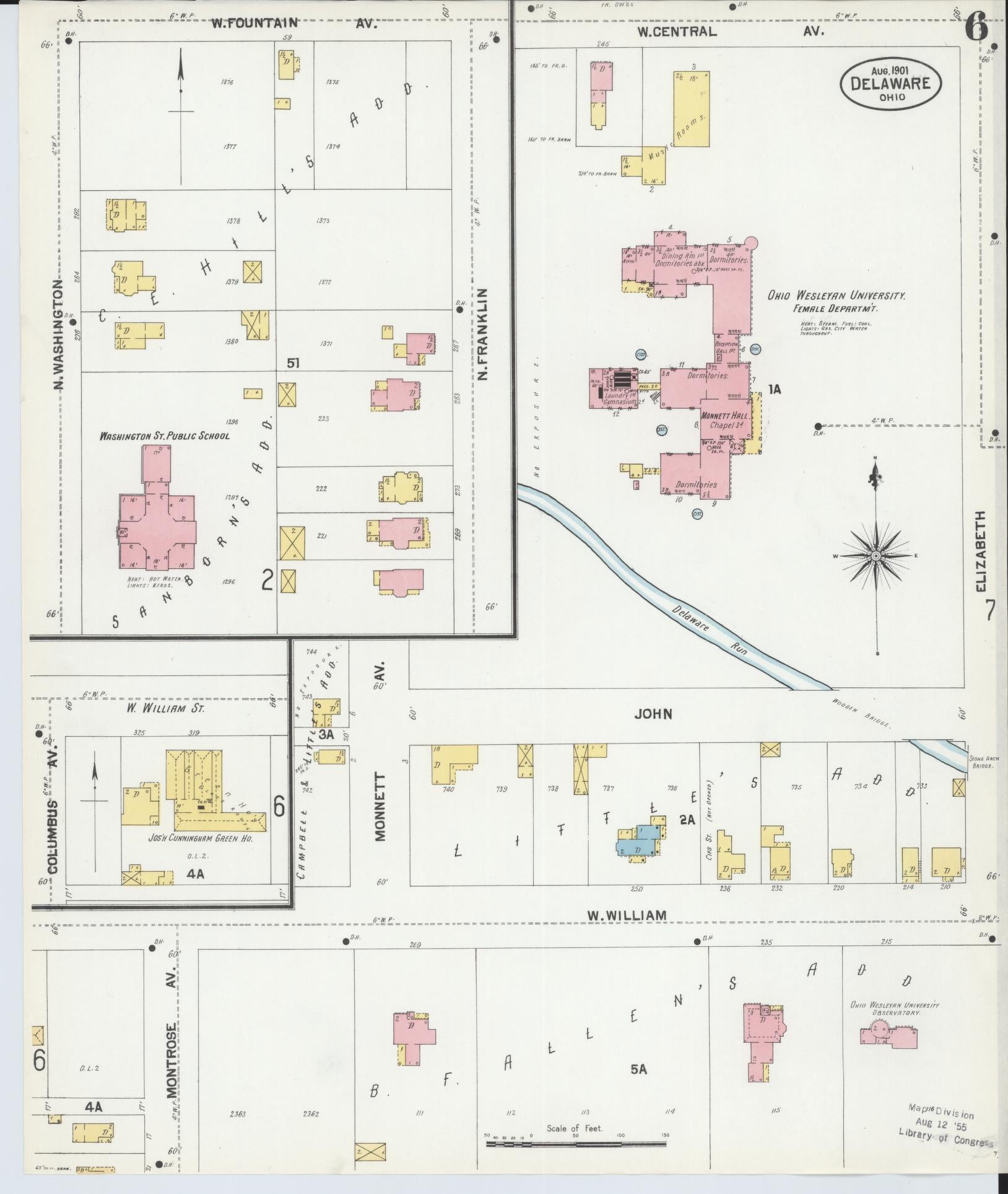 Sanborn Fire Insurance Map from Delaware, Delaware County, Ohio (1901), Sheet #0006 - Complete Map Set gallery image, historic Sanborn map, vintage wall art, Sanborn Fire Insurance Map from Delaware Delaware