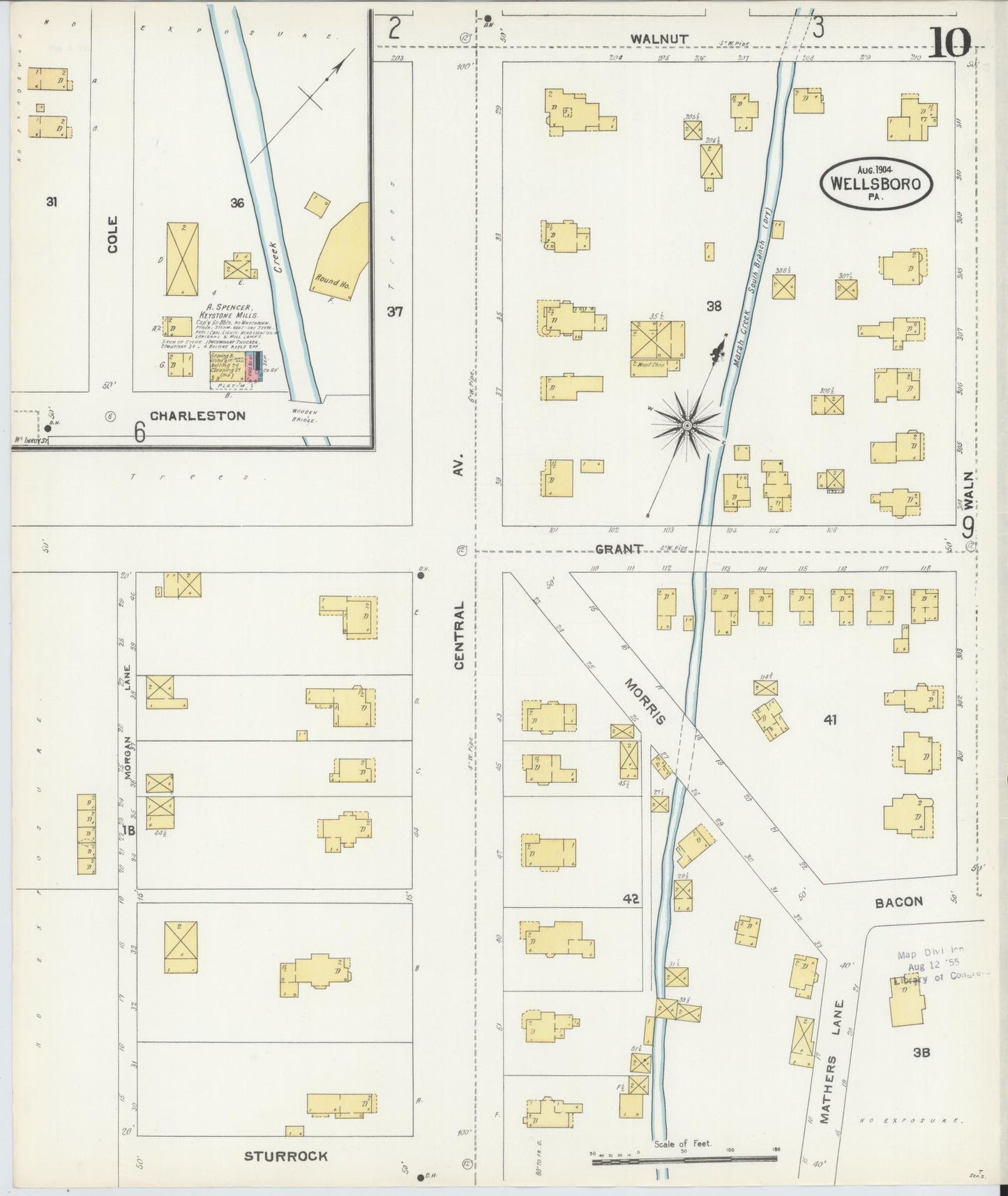 Sanborn Fire Insurance Map from Wellsboro, Tioga County, Pennsylvania (1904), Sheet #0010 - Complete Map Set gallery image, historic Sanborn map, vintage wall art, Pennsylvania Pennsylvania