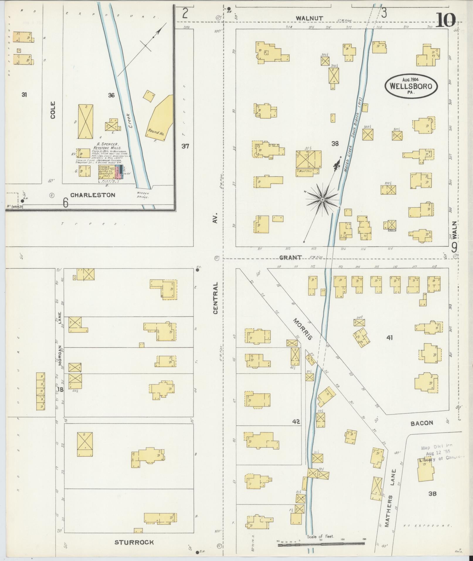 Sanborn Fire Insurance Map from Wellsboro, Tioga County, Pennsylvania (1904), Sheet #0010 - Complete Map Set gallery image, historic Sanborn map, vintage wall art, Pennsylvania Pennsylvania