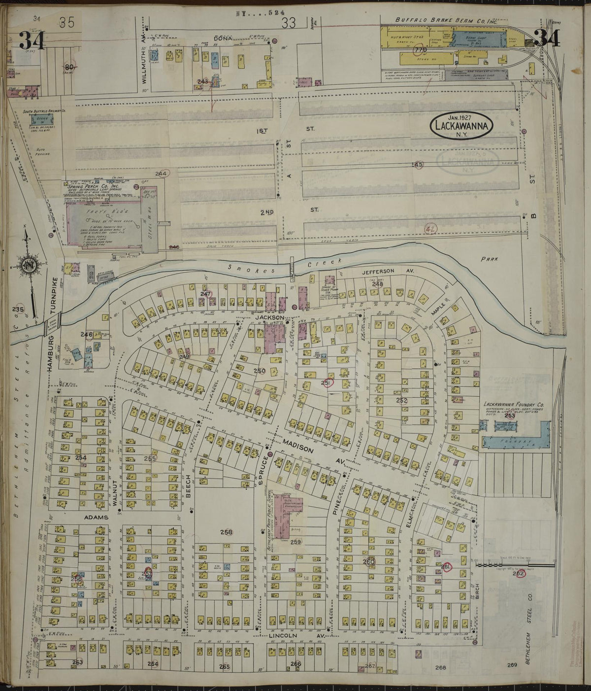 Sanborn Fire Insurance Map from Lackawanna, Erie County, New York (1950), Sheet #0034 - Historic Sanborn Fire Insurance Map Print, vintage old map wall art, antique decor, genealogy gift, New York New York map