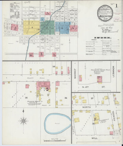 Sanborn Fire Insurance Map from Mascoutah, Saint Clair County, Illinois (1894), Sheet #0001 - Historic Sanborn Fire Insurance Map Print, vintage old map wall art, antique decor, genealogy gift, Illinois Illinois map