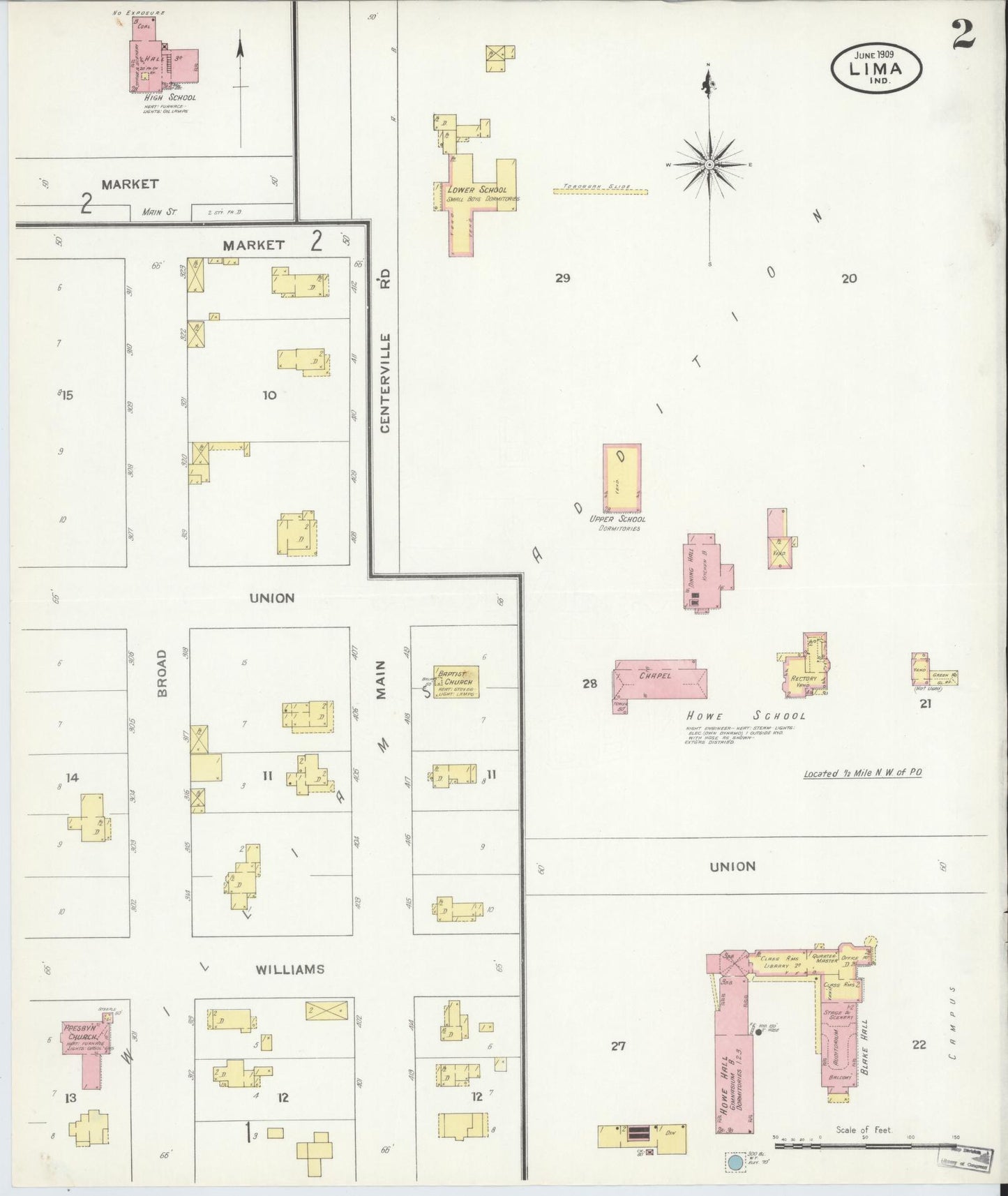 Sanborn Fire Insurance Map from Lima, LaGrange County, Indiana (1909), Sheet #0002 - Complete Map Set gallery image, historic Sanborn map, vintage wall art, Indiana Indiana