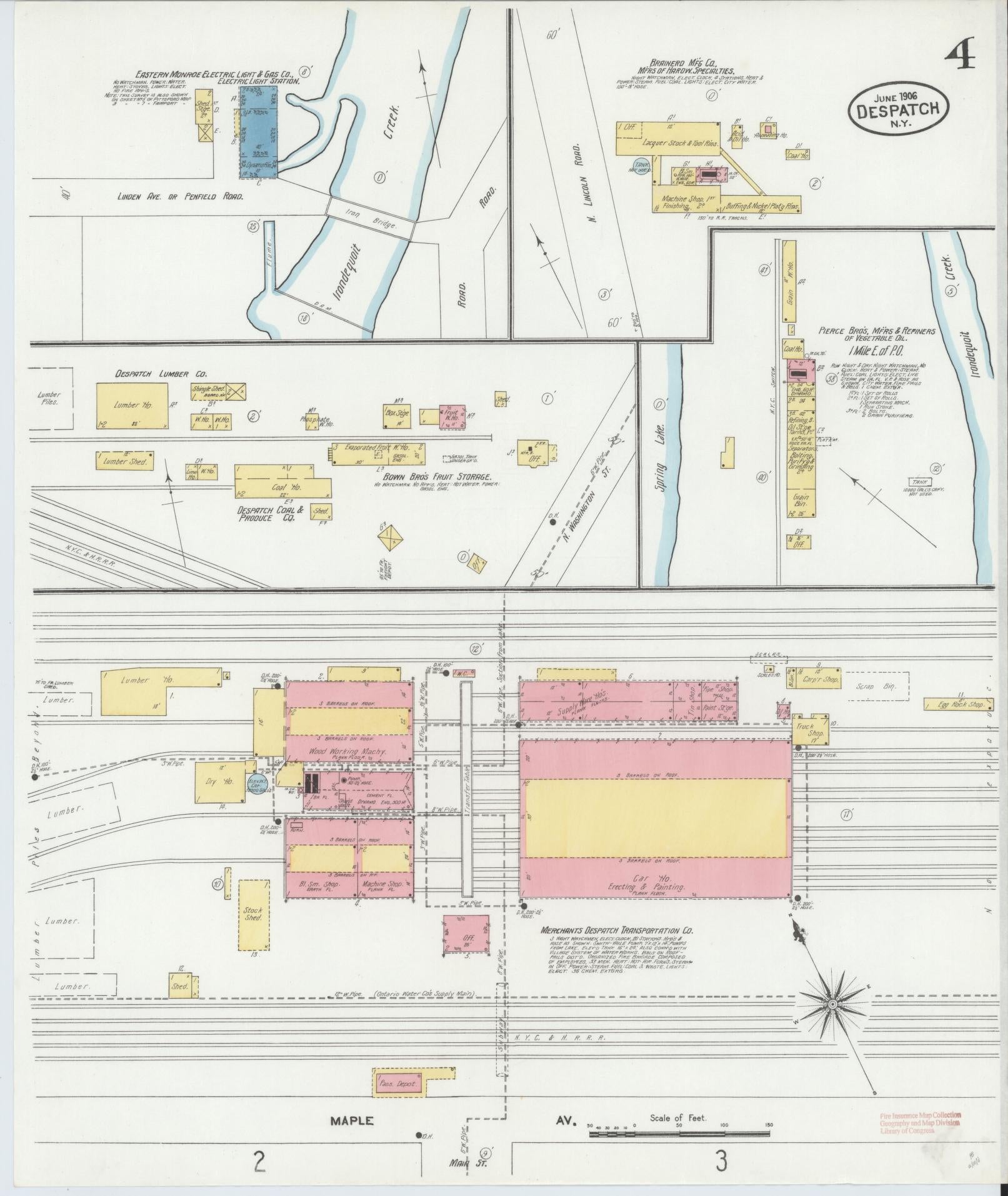 Sanborn Fire Insurance Map from Despatch, Monroe County, New York (1906), Sheet #0004 - Complete Map Set gallery image, historic Sanborn map, vintage wall art, New York New York