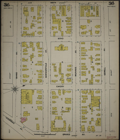 Sanborn Fire Insurance Map from New Jersey Coast, New Jersey Coast, New Jersey (1890), Sheet #0036 - Historic Sanborn Fire Insurance Map Print, vintage old map wall art, antique decor, genealogy gift, New Jersey Coast New Jersey map