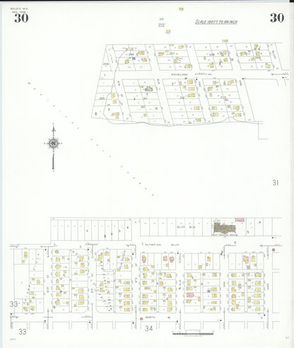 Sanborn Fire Insurance Map from Beloit, Rock County, Wisconsin (1939), Sheet #0030 - Historic Sanborn Fire Insurance Map Print, vintage old map wall art, antique decor, genealogy gift, Wisconsin Wisconsin map
