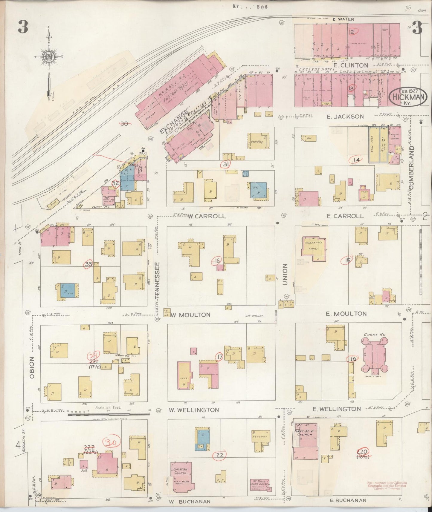 Sanborn Fire Insurance Map from Hickman, Fulton County, Kentucky (1938), Sheet #0003 - Complete Map Set gallery image, historic Sanborn map, vintage wall art, Kentucky Kentucky