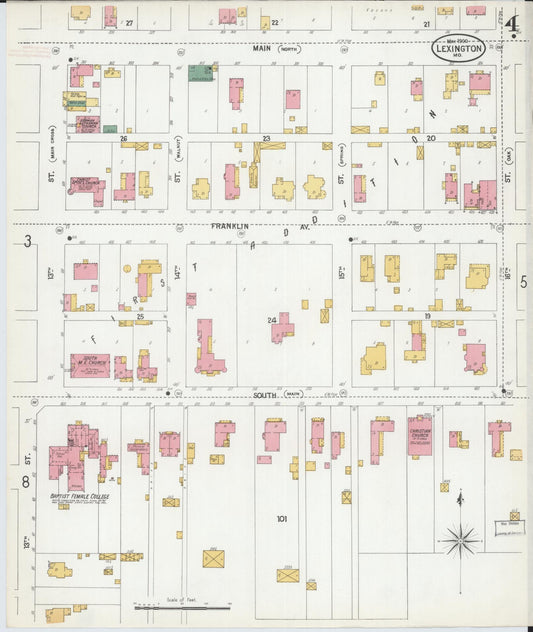 Sanborn Fire Insurance Map from Lexington, Lafayette County, Missouri (1900), Sheet #0004 - Historic Sanborn Fire Insurance Map Print, vintage old map wall art, antique decor, genealogy gift, Missouri Missouri map