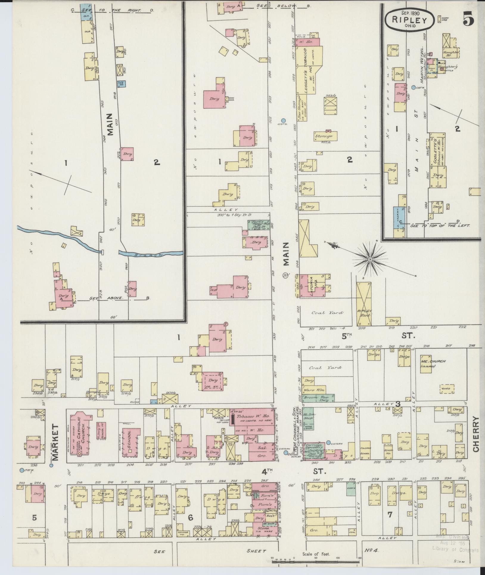 Sanborn Fire Insurance Map from Ripley, Brown County, Ohio (1890), Sheet #0005 - Complete Map Set gallery image, historic Sanborn map, vintage wall art, Ohio Ohio