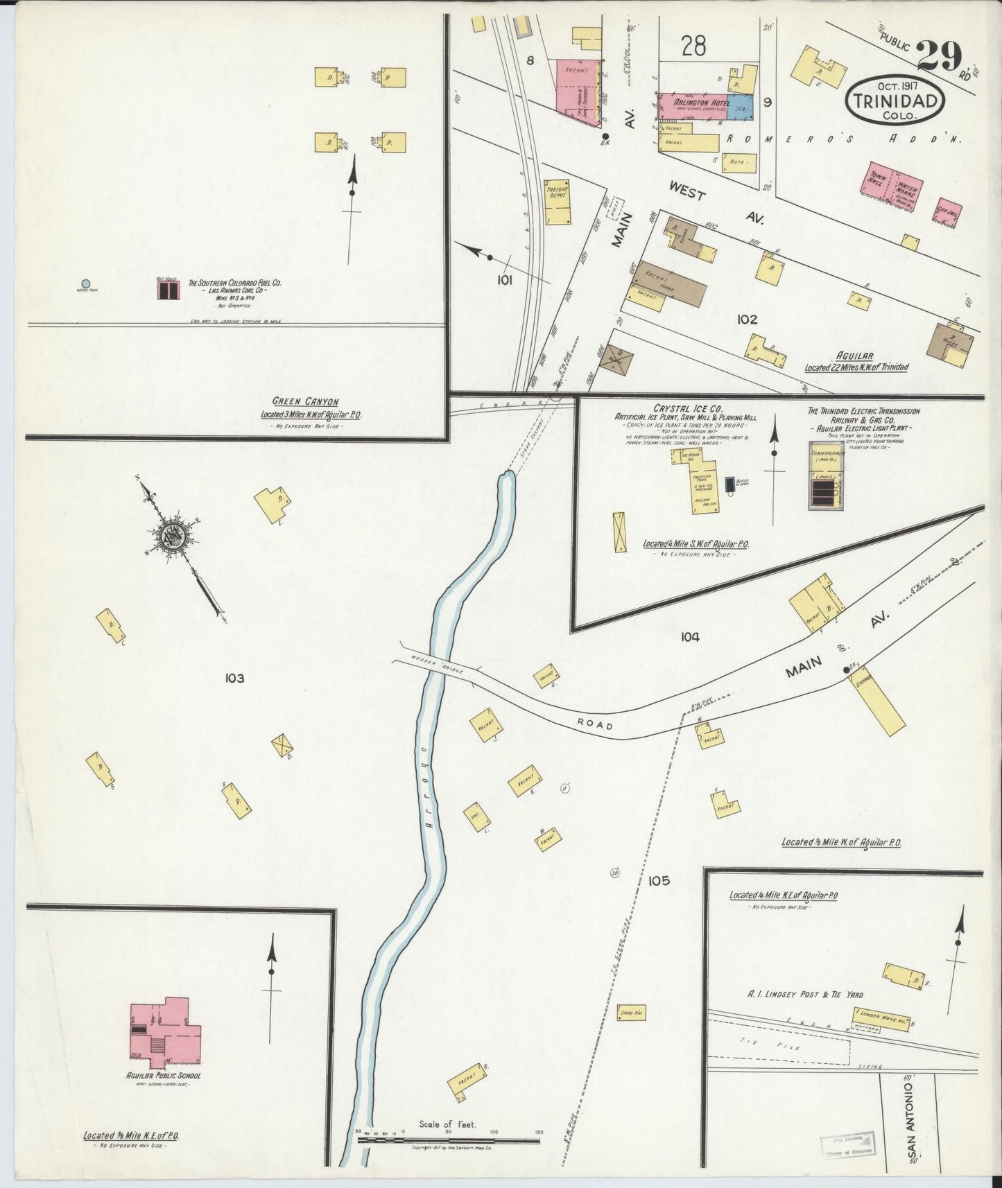 Sanborn Fire Insurance Map from Trinidad, Las Animas County, Colorado (1917), Sheet #0029 - Historic Sanborn Fire Insurance Map Print, vintage old map wall art, antique decor, genealogy gift, Colorado Colorado map