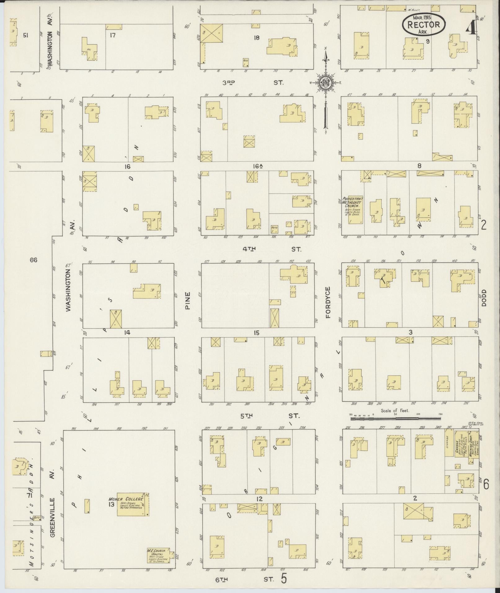 Sanborn Fire Insurance Map from Rector, Clay County, Arkansas (1915), Sheet #0004 - Complete Map Set gallery image, historic Sanborn map, vintage wall art, Arkansas Arkansas