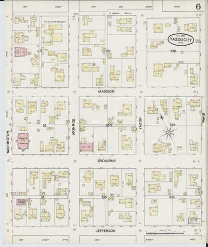 Sanborn Fire Insurance Map from Yazoo City, Yazoo County, Mississippi (1889), Sheet #0006 - Complete Map Set gallery image, historic Sanborn map, vintage wall art, Mississippi Mississippi