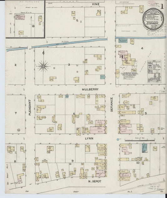 Sanborn Fire Insurance Map from Stryker, Williams County, Ohio (1888), Sheet #0001 - Historic Sanborn Fire Insurance Map Print, vintage old map wall art, antique decor, genealogy gift, Ohio Ohio map