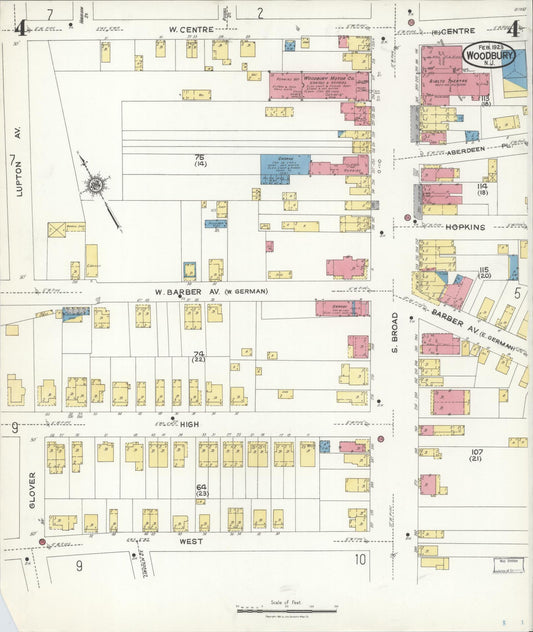 Sanborn Fire Insurance Map from Woodbury, Gloucester County, New Jersey (1923), Sheet #0004 - Historic Sanborn Fire Insurance Map Print, vintage old map wall art, antique decor, genealogy gift, New Jersey New Jersey map