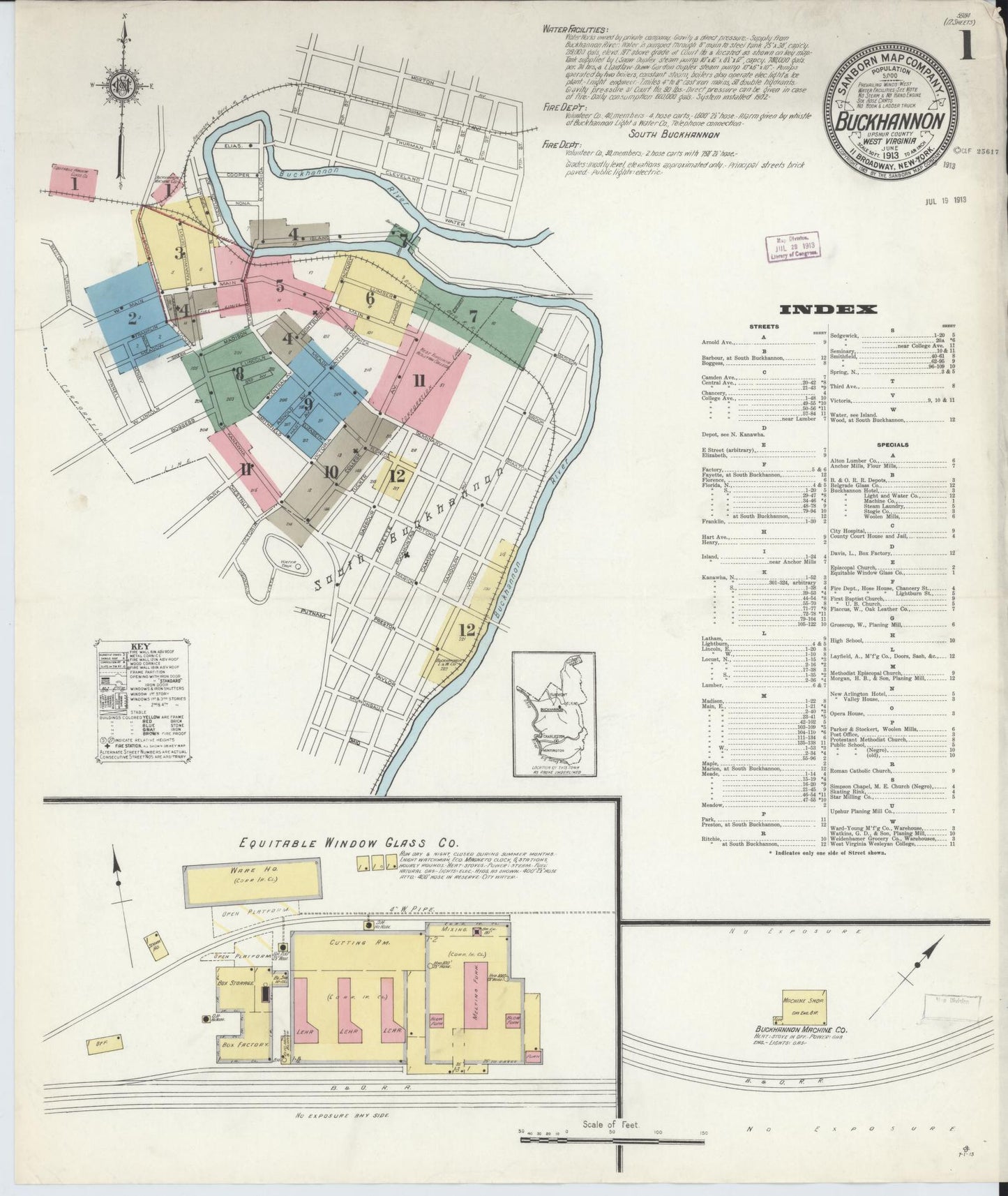 Sanborn Fire Insurance Map from Buckhannon, Upshur County, West Virginia (1913), Sheet #0001 - Complete Map Set gallery image, historic Sanborn map, vintage wall art, West Virginia West Virginia
