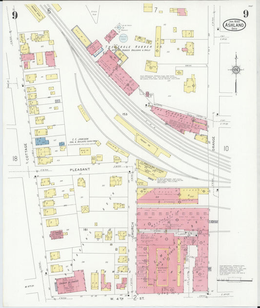 Sanborn Fire Insurance Map from Ashland, Ashland County, Ohio (1930), Sheet #0009 - Historic Sanborn Fire Insurance Map Print, vintage old map wall art, antique decor, genealogy gift, Ohio Ohio map