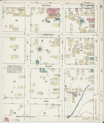Sanborn Fire Insurance Map from Stillwater, Washington County, Minnesota (1884), Sheet #0008 - Historic Sanborn Fire Insurance Map Print, vintage old map wall art, antique decor, genealogy gift, Minnesota Minnesota map