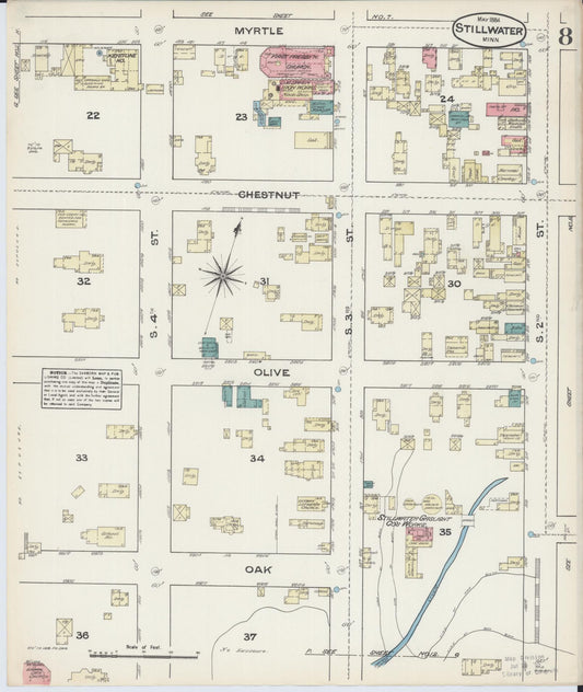 Sanborn Fire Insurance Map from Stillwater, Washington County, Minnesota (1884), Sheet #0008 - Historic Sanborn Fire Insurance Map Print, vintage old map wall art, antique decor, genealogy gift, Minnesota Minnesota map