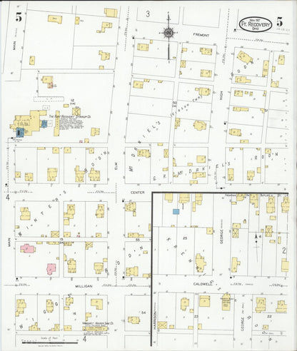 Sanborn Fire Insurance Map from Fort Recovery, Mercer County, Ohio (1927), Sheet #0005 - Historic Sanborn Fire Insurance Map Print, vintage old map wall art, antique decor, genealogy gift, Ohio Ohio map