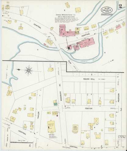Sanborn Fire Insurance Map from Saugus, Essex County, Massachusetts (1907), Sheet #0002 - Historic Sanborn Fire Insurance Map Print, vintage old map wall art, antique decor, genealogy gift, Massachusetts Massachusetts map