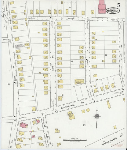 Sanborn Fire Insurance Map from Mount Rainier, Prince Georges County, Maryland (1921), Sheet #0005 - Complete Map Set gallery image, historic Sanborn map, vintage wall art, Maryland Maryland