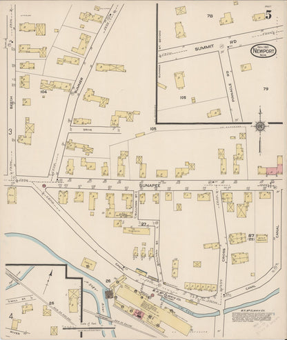 Sanborn Fire Insurance Map from Newport, Sullivan County, New Hampshire (1921), Sheet #0005 - Complete Map Set gallery image, historic Sanborn map, vintage wall art, New Hampshire New Hampshire