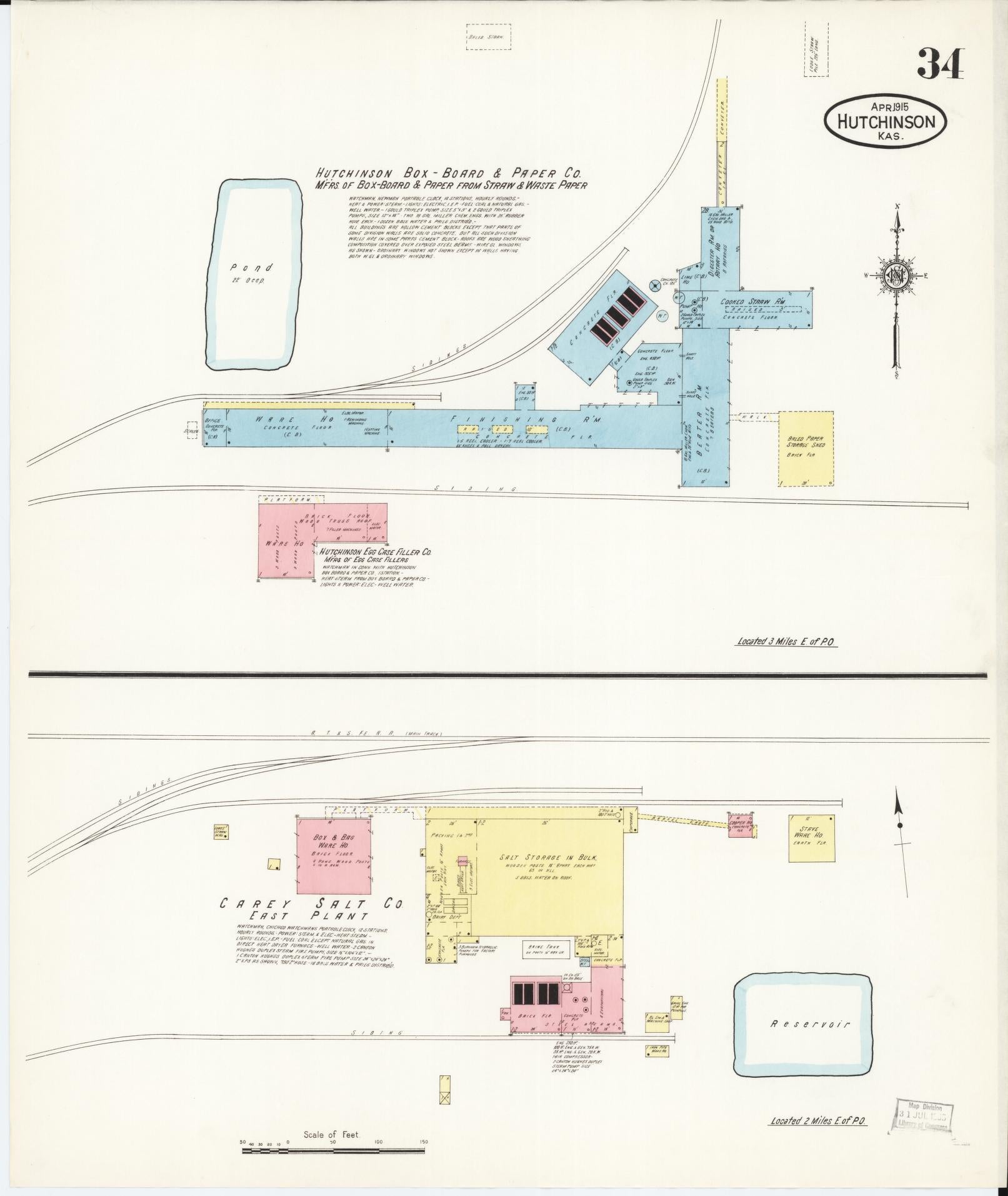 Sanborn Fire Insurance Map from Hutchinson, Reno County, Kansas (1915), Sheet #0035 - Complete Map Set gallery image, historic Sanborn map, vintage wall art, Kansas Kansas