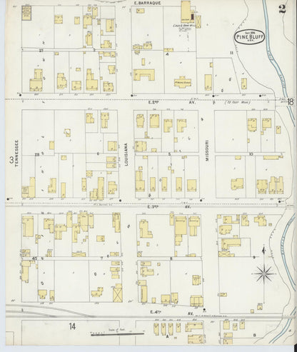 Sanborn Fire Insurance Map from Pine Bluff, Jefferson County, Arkansas (1896), Sheet #0002 - Complete Map Set gallery image, historic Sanborn map, vintage wall art, Arkansas Arkansas