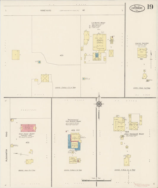 Sanborn Fire Insurance Map from Livermore, Alameda County, California (1917), Sheet #0019 - Historic Sanborn Fire Insurance Map Print, vintage old map wall art, antique decor, genealogy gift, California California map