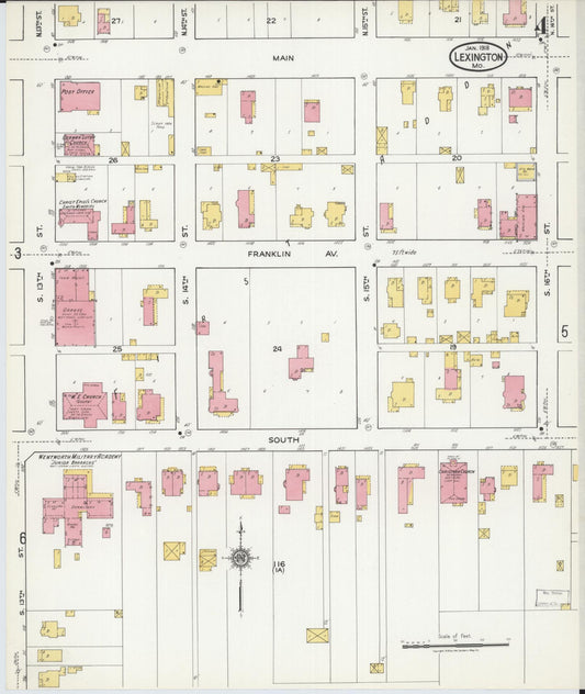 Sanborn Fire Insurance Map from Lexington, Lafayette County, Missouri (1918), Sheet #0004 - Historic Sanborn Fire Insurance Map Print, vintage old map wall art, antique decor, genealogy gift, Missouri Missouri map
