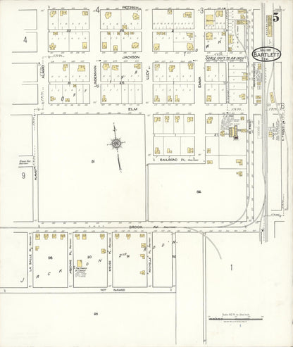 Sanborn Fire Insurance Map from Bartlett, Bell and Williamson Counties, Texas (1921), Sheet #0005 - Complete Map Set gallery image, historic Sanborn map, vintage wall art, Texas Texas