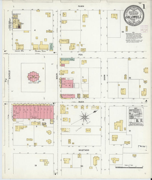 Sanborn Fire Insurance Map from Caldwell, Burleson County, Texas (1906), Sheet #0001 - Complete Map Set gallery image, historic Sanborn map, vintage wall art, Texas Texas