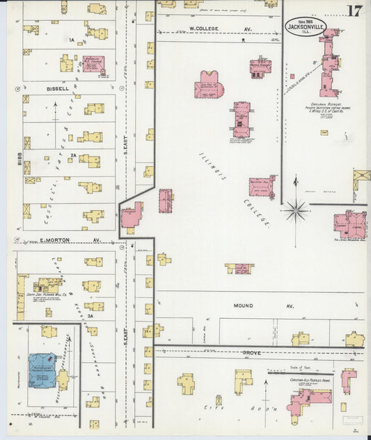 Sanborn Fire Insurance Map from Jacksonville, Morgan County, Illinois. (1905), Sheet 17 – Historic Sanborn Fire Insurance Map Print